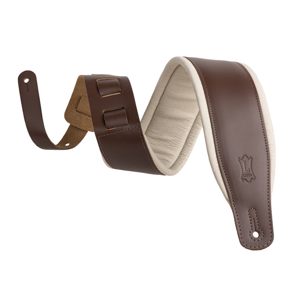 Levy's M26PD 3" Top-Grain Leather Guitar Strap – Brown/Cream