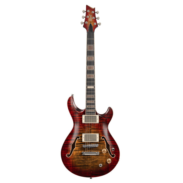 Cort M900 Semi-Hollow Electric Guitar with Piezo in Flaming Burst, photo 1