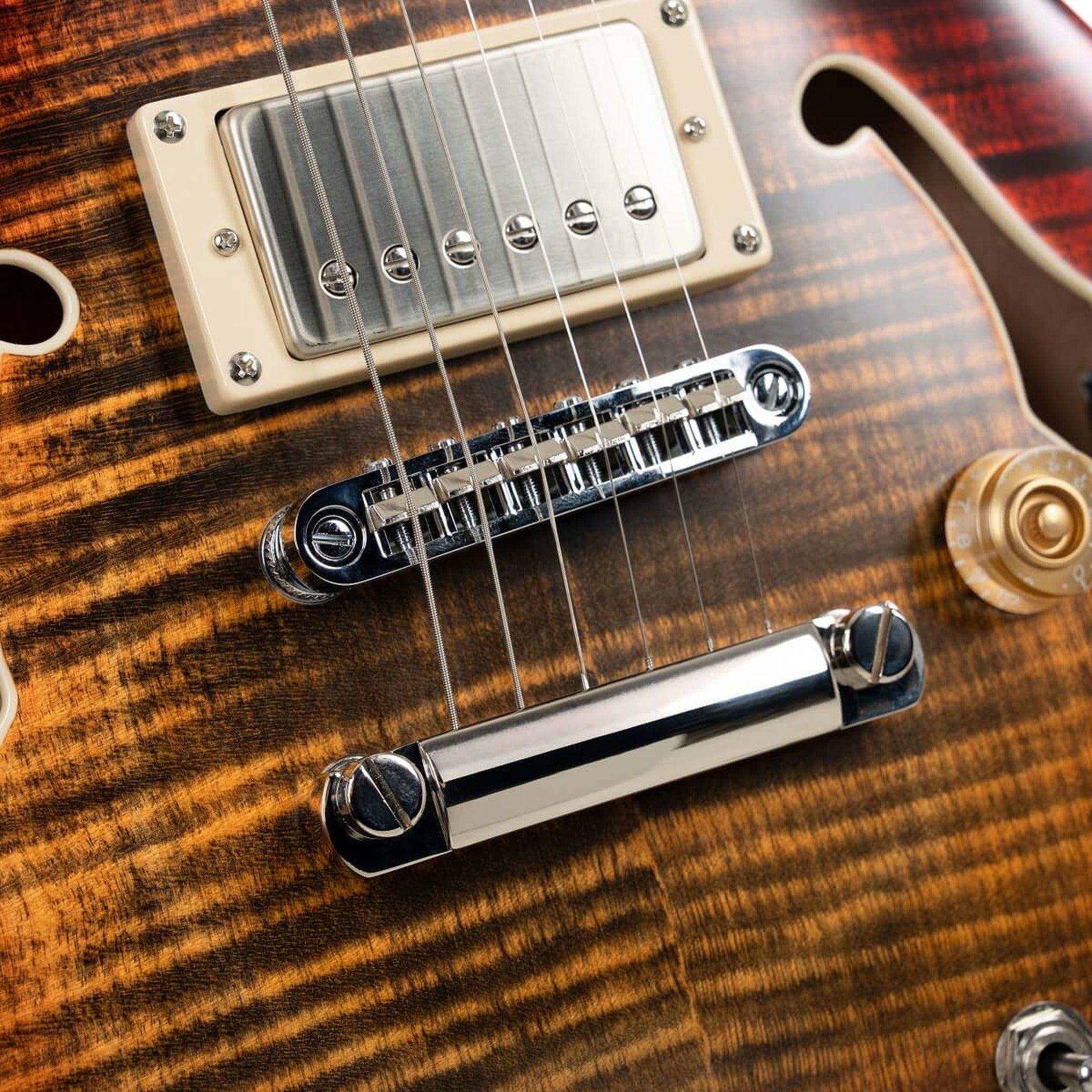 Cort M900 Semi-Hollow Electric Guitar with Piezo in Flaming Burst, photo 5