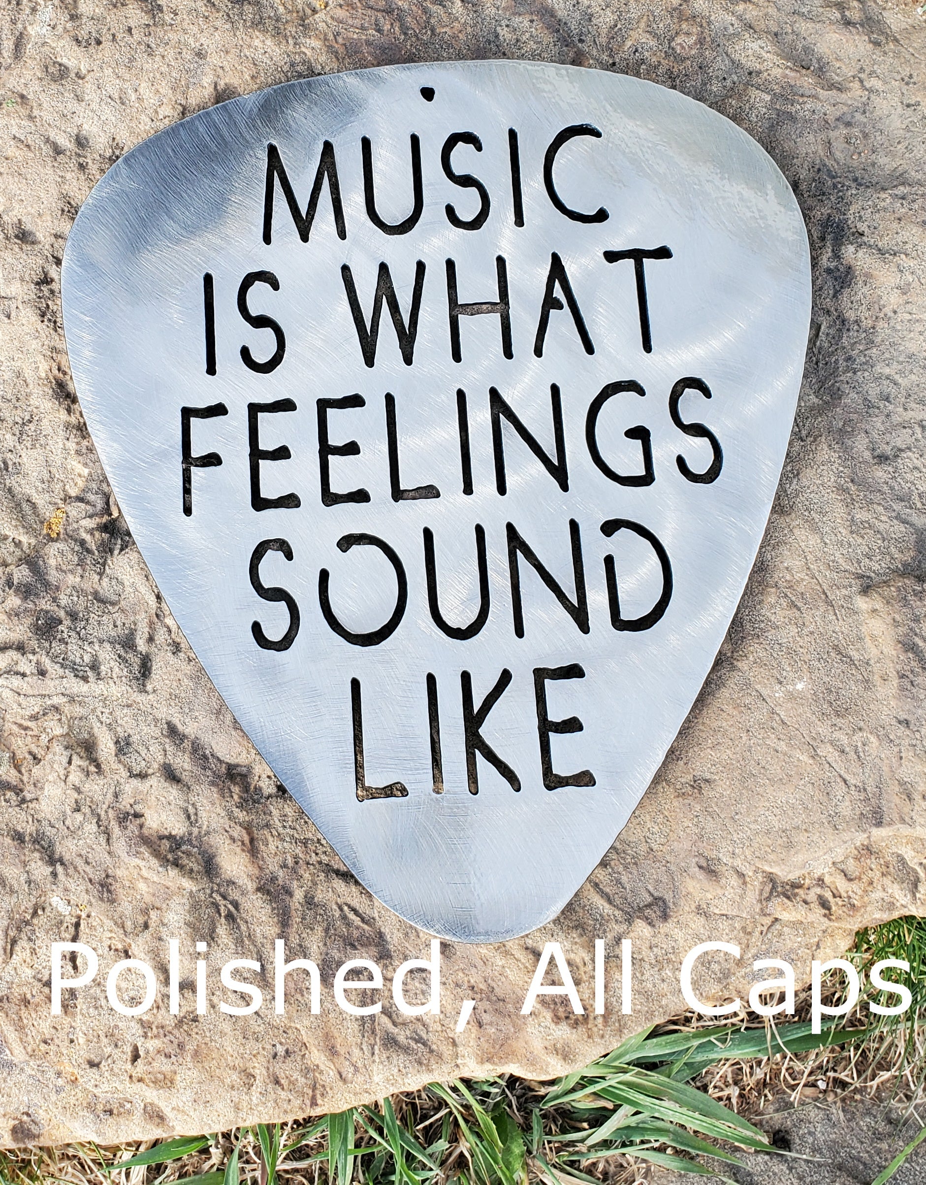 Music is What Feelings Sound Like Guitar Pick Metal Art