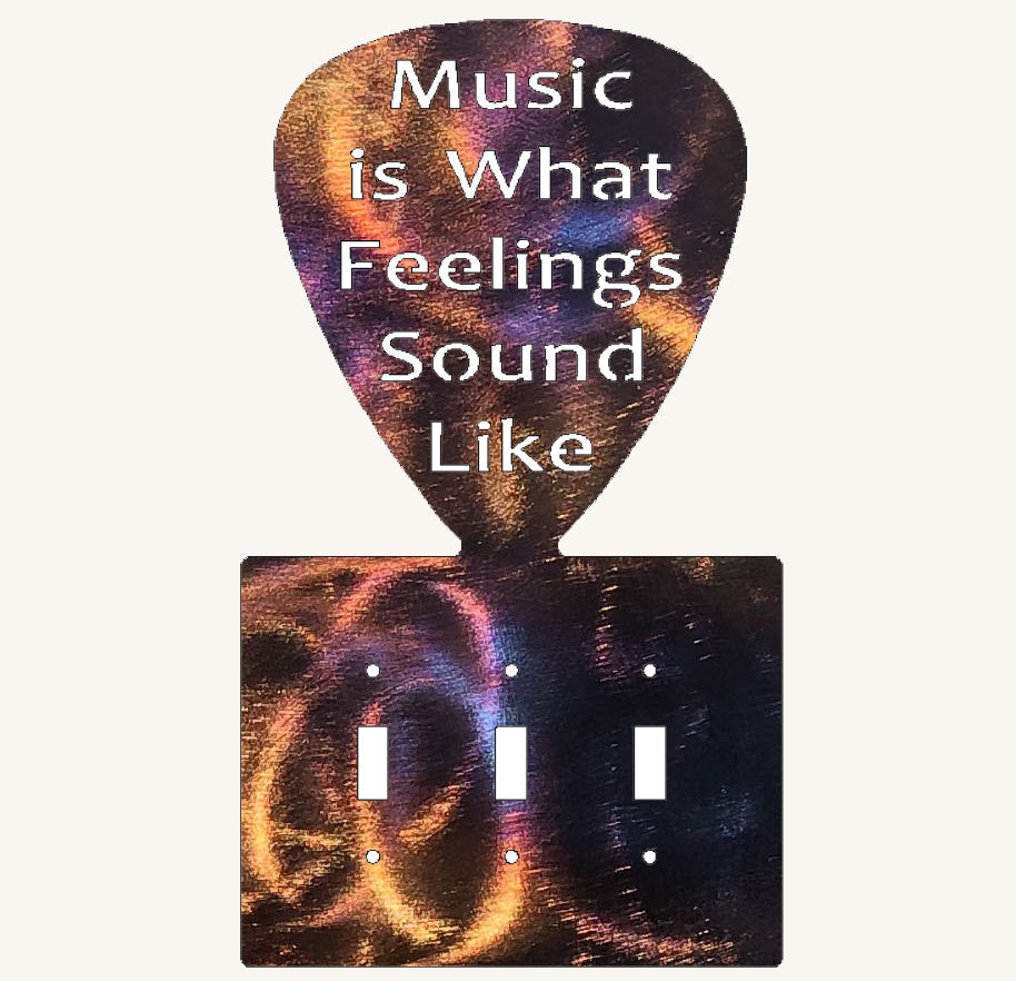 Music is What Feelings Sound Like Guitar Pick Light Switch Metal Art