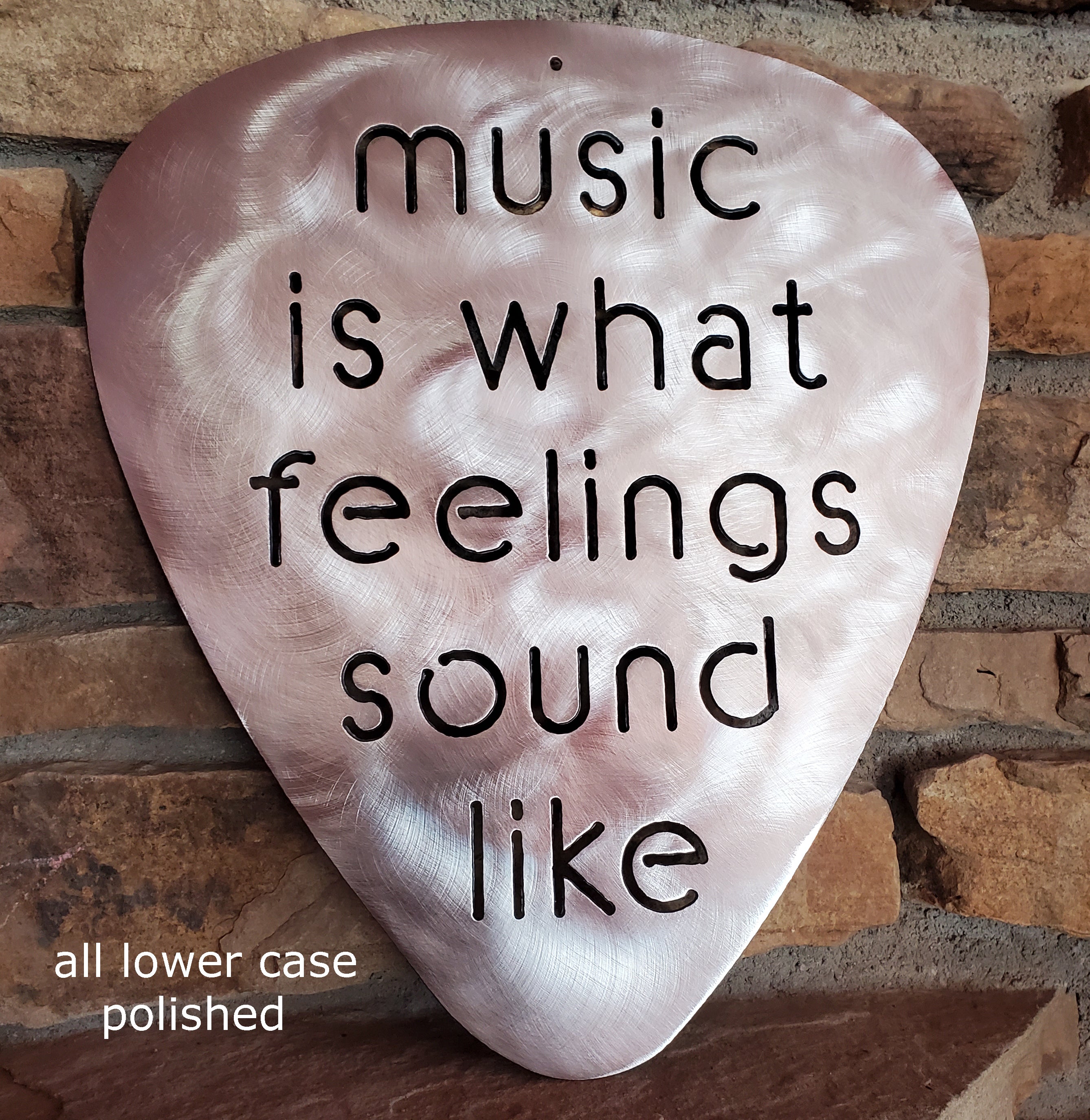 Music is What Feelings Sound Like Guitar Pick Metal Art