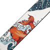 Fabric strip with goldfish design on a white background
