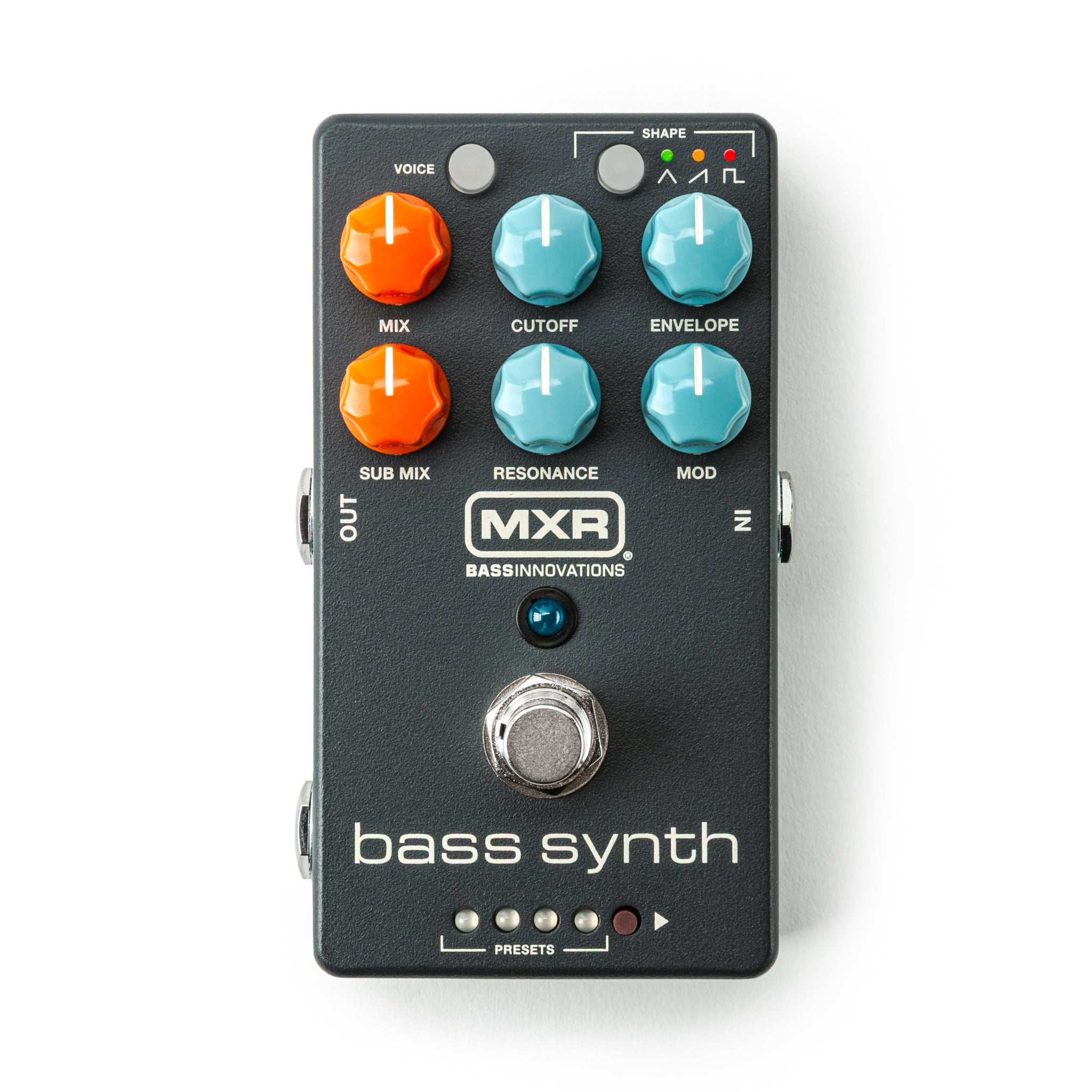 MXR bass synth pedal on a white background