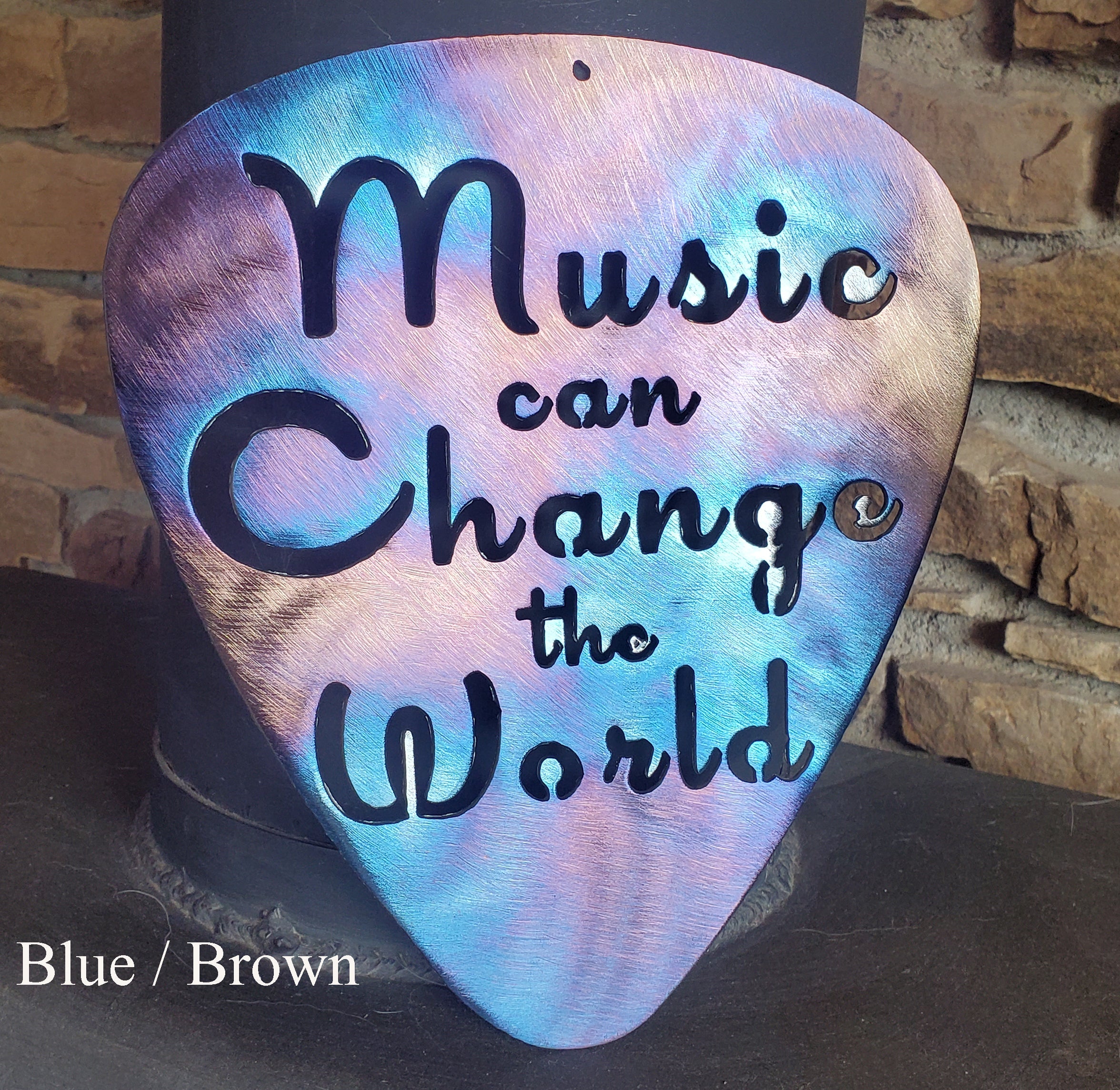 Music Can Change the World Guitar Pick Metal Art