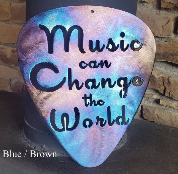 Music Can Change the World Guitar Pick Metal Art