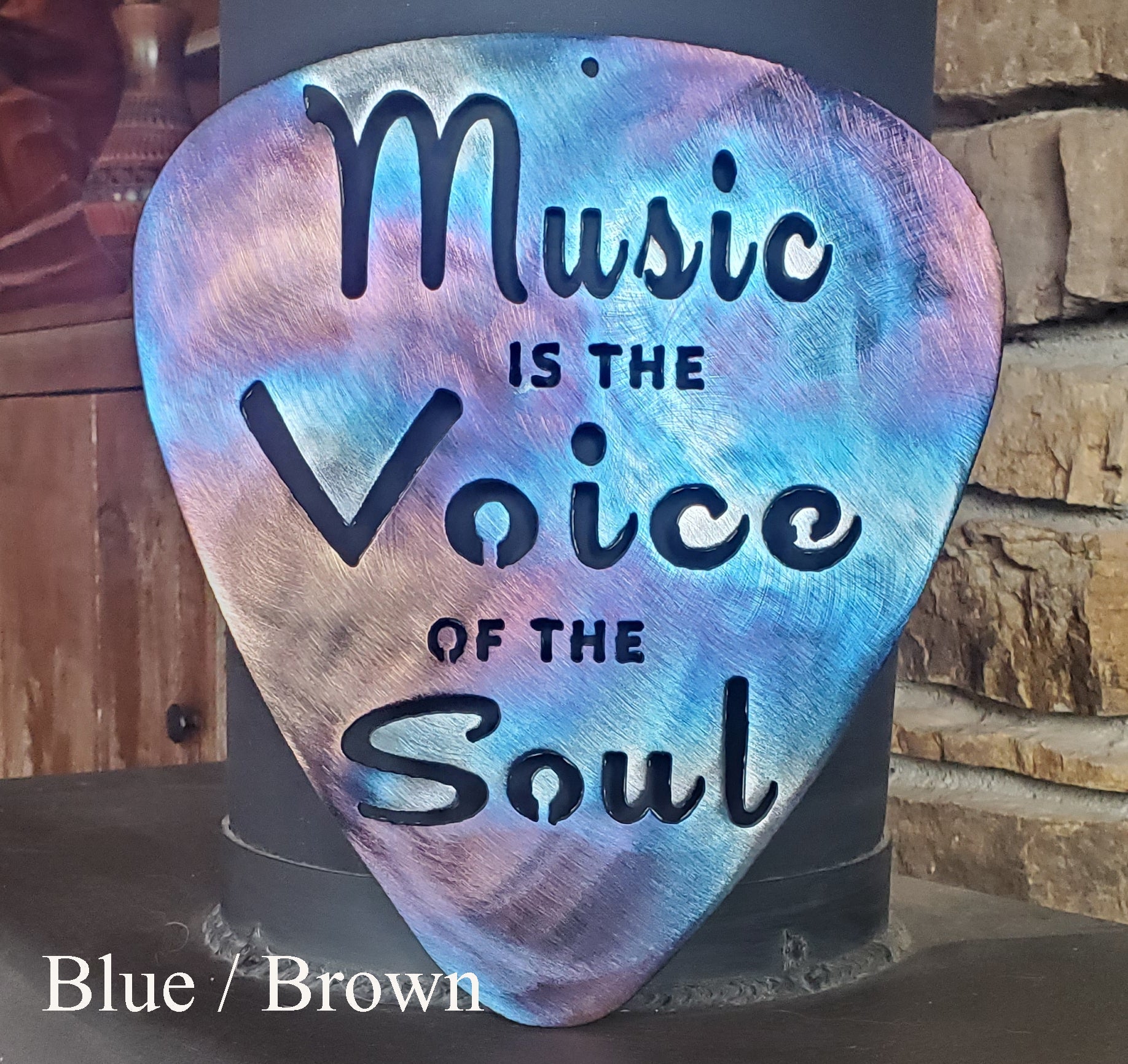 Music is the Voice of the Soul Guitar Pick Metal Art