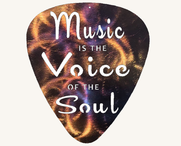 Music is the Voice of the Soul Guitar Pick Metal Art