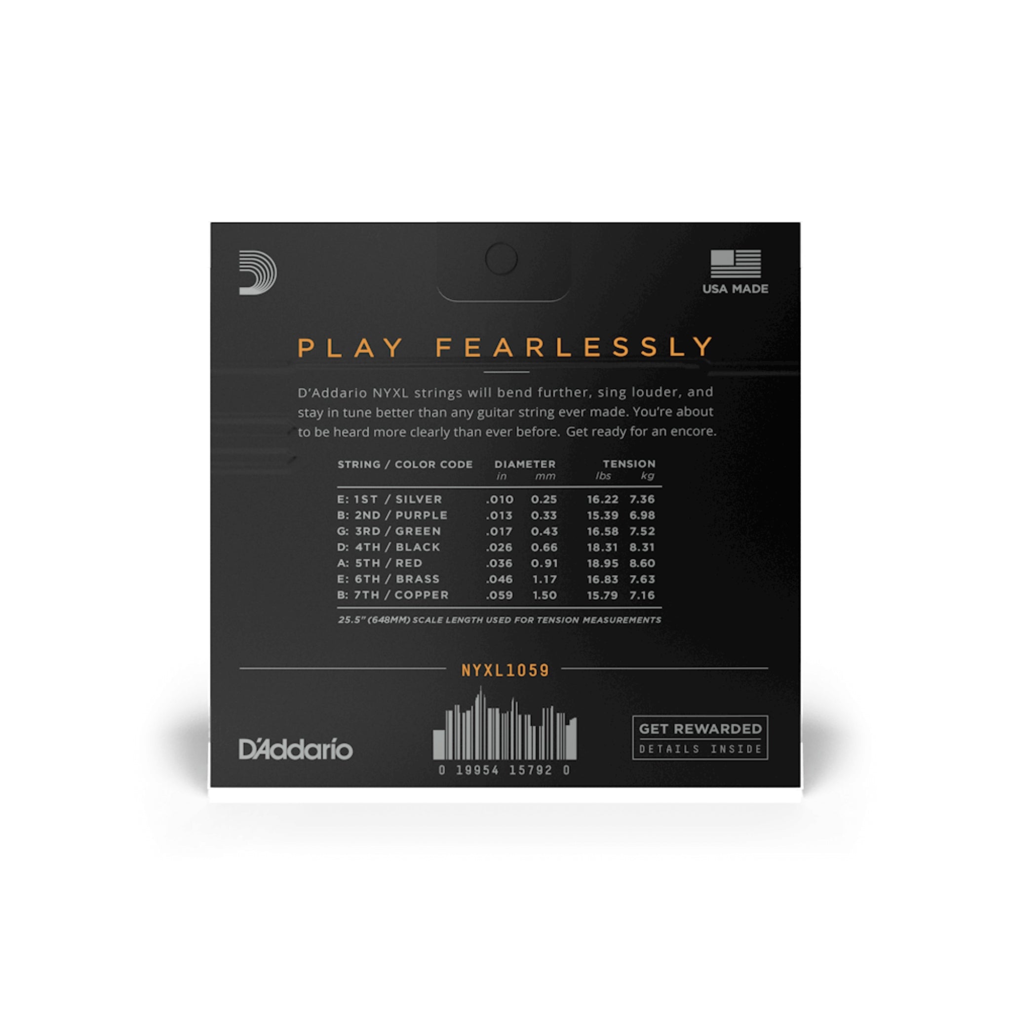 D'Addario NYXL1059 Nickel Wound Electric Guitar Strings 7-String Regular (10-59)