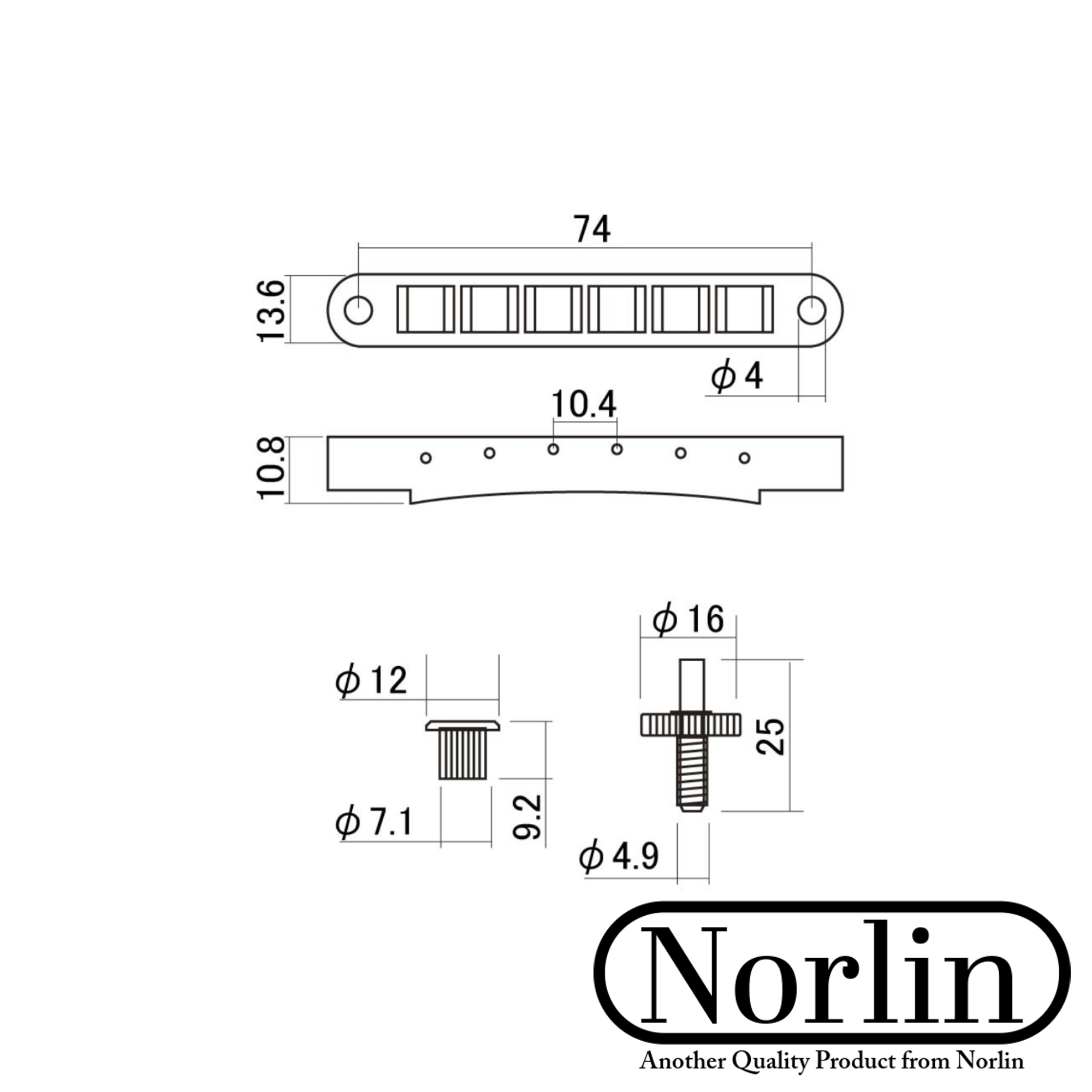 Nashville Tune-O-Matic Bridge w/ 4mm Posts for Gibson® Guitars