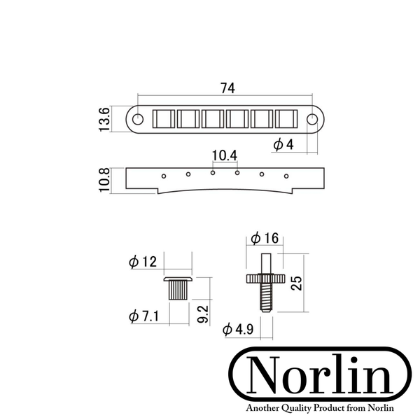 Nashville Tune-O-Matic Bridge w/ 4mm Posts for Gibson® Guitars