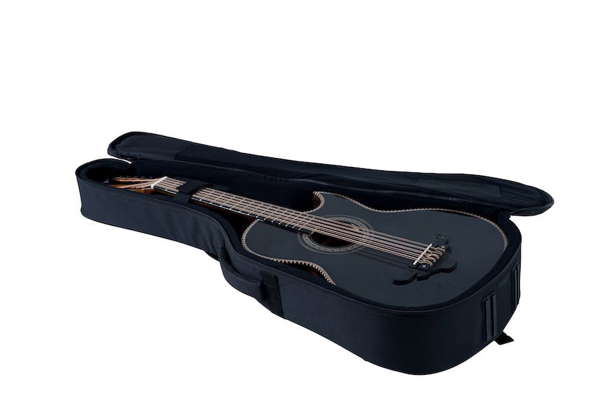 Oscar Schmidt OH32SEQTB Acoustic Electric Bajo Quinto w/Bag. Quilt Trans Black