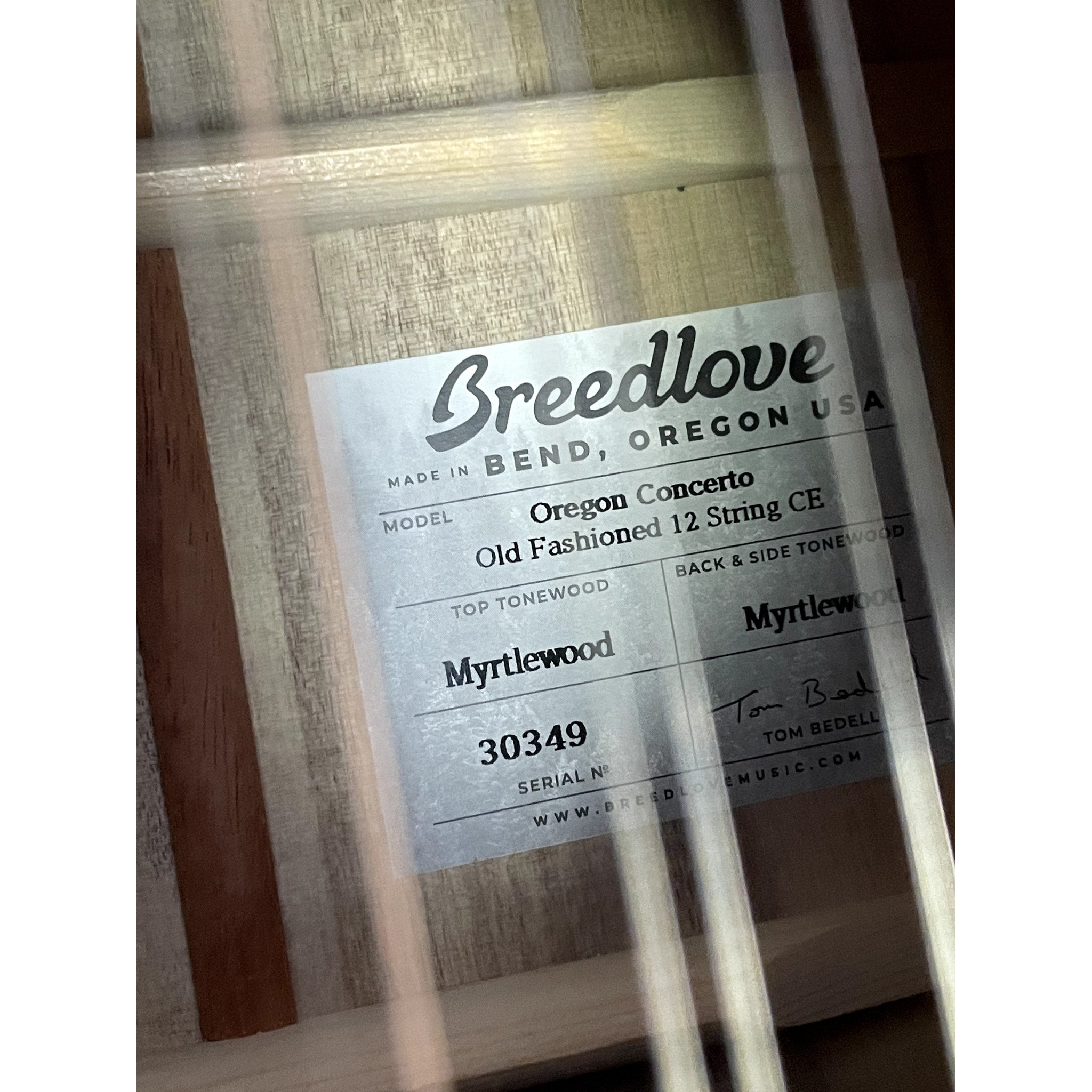 Breedlove USA MADE Oregon Dreadnought Concerto Old Fashioned 12-String CE Myrtlewood-Myrtlewood