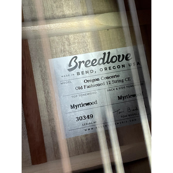 Breedlove USA MADE Oregon Dreadnought Concerto Old Fashioned 12-String CE Myrtlewood-Myrtlewood