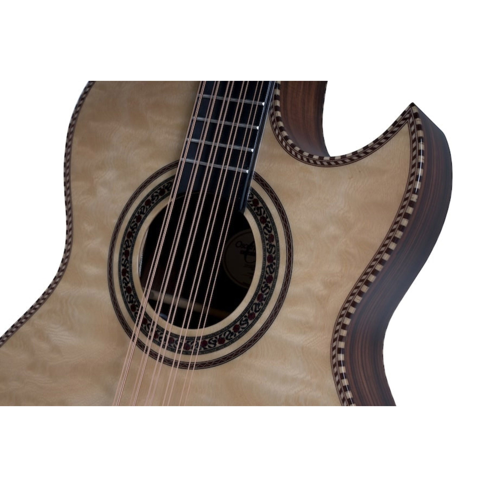 Oscar Schmidt OH32SEQN Acoustic Electric Bajo Quinto w/Bag. Quilt Natural