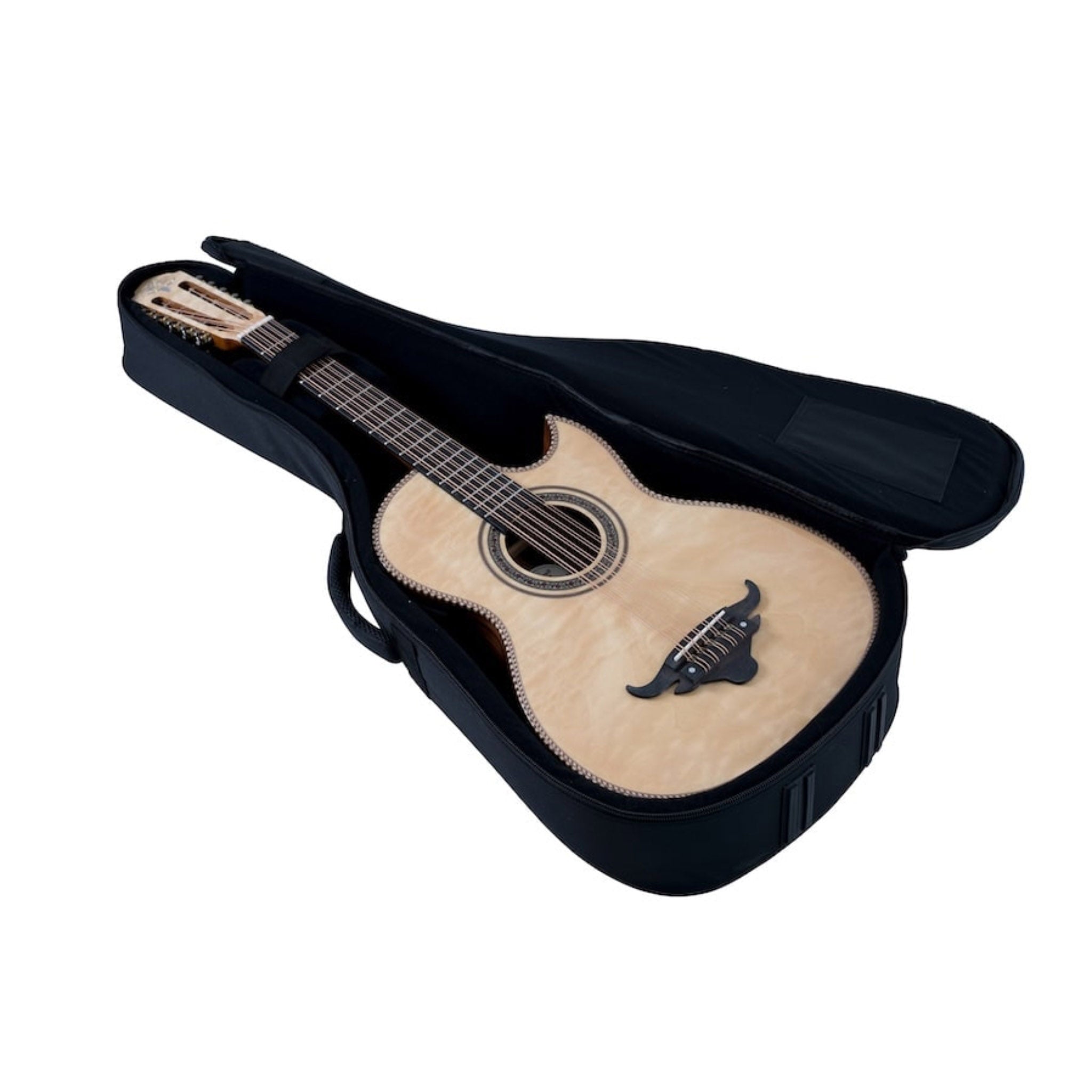Oscar Schmidt OH32SEQN Acoustic Electric Bajo Quinto w/Bag. Quilt Natural
