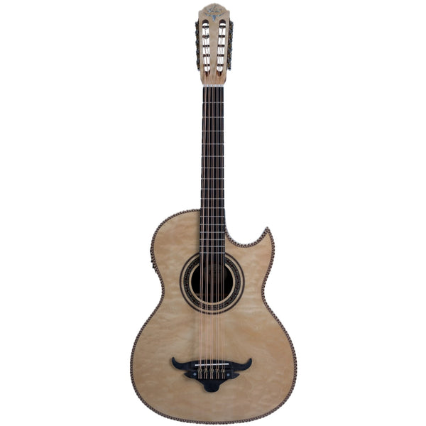 Oscar Schmidt OH32SEQN Acoustic Electric Bajo Quinto w/Bag. Quilt Natural