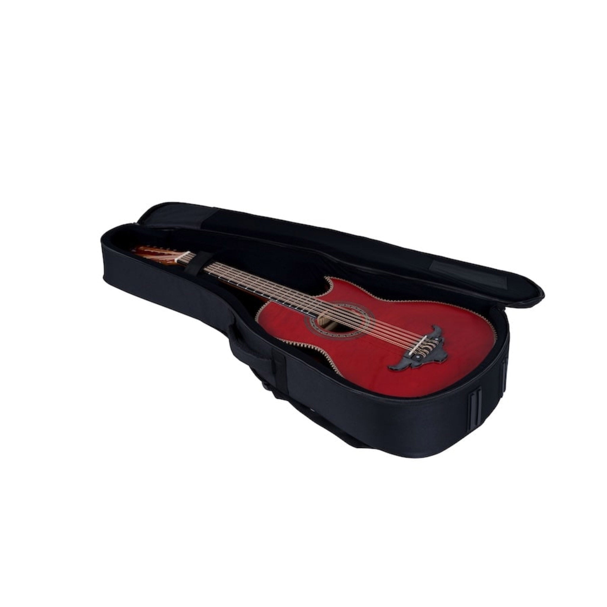 Oscar Schmidt OH32SEQTR Acoustic Electric Bajo Quinto w/Bag. Quilt Trans Red