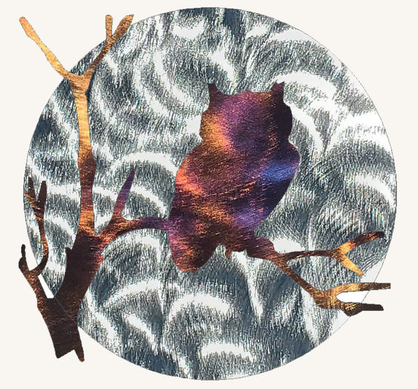 Owl and Moon Metal Wall Art