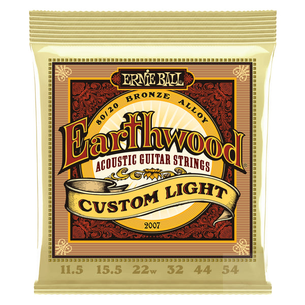Ernie Ball Custom Light Earthwood 80/20 Bronze Acoustic Guitar Strings 11.5-54 Gauge