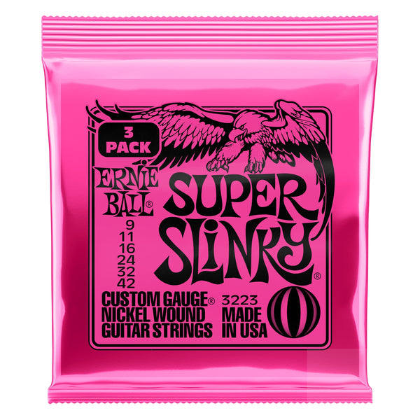 Ernie Ball Super Slinky Nickel Wound Electric Guitar Strings 3 Pack-P03223