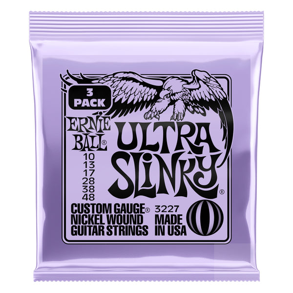 Ernie Ball 3-Pack P03227 Ultra Slinky Nickel Wound Electric Guitar Strings 10-48