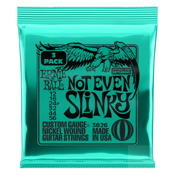 Ernie Ball Not Even Slinky Nickel Wound Electric Guitar Strings 12-56 3626 3-Pack