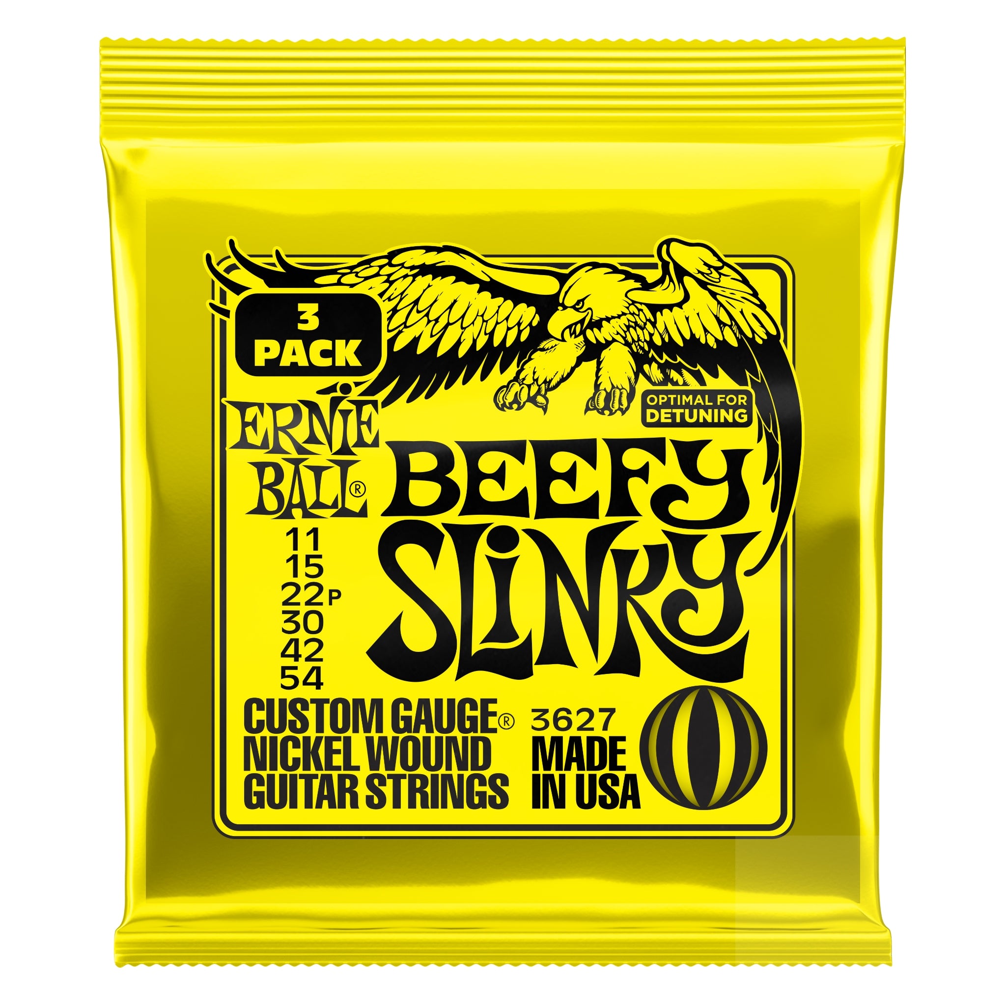 Ernie Ball Beefy Slinky Electric Nickel Wound Guitar Strings 11-54 - 3-Pack