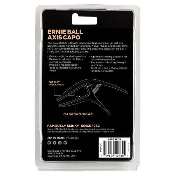 Ernie Ball Axis Dual Radius Capo, Gold Satin