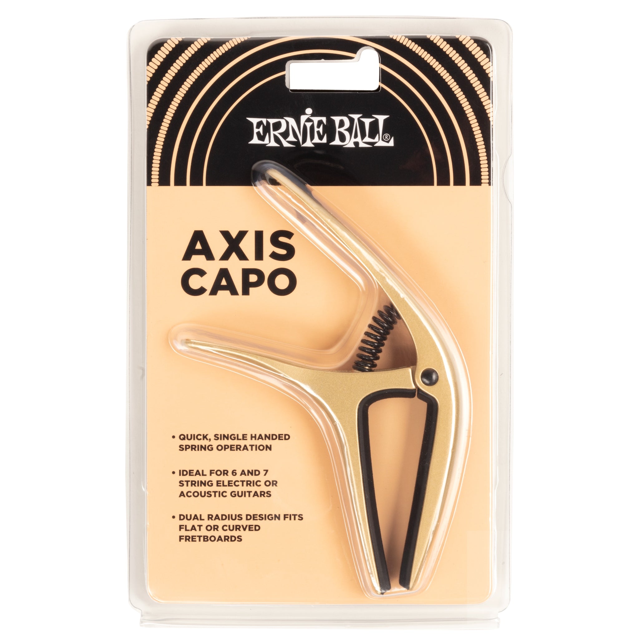 Ernie Ball Axis Dual Radius Capo, Gold Satin
