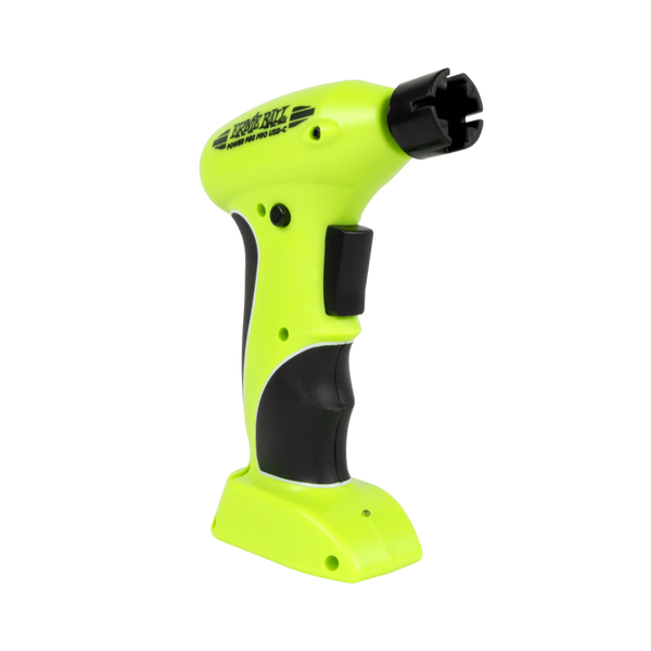 Yellow cordless drill with black accents on a white background