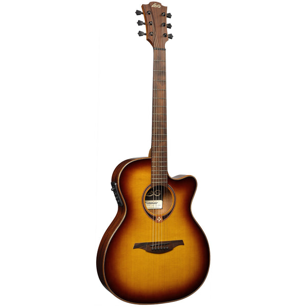 Lâg Tramontane 118 Auditorium Slim Cutaway Acoustic-Electric Guitar – Brown Shadow — full front view