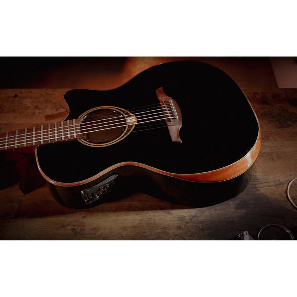 Lâg Tramontane Special T118 Auditorium Bevel Cutaway Acoustic-Electric Guitar – Black