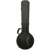 Black guitar case with 'Gold Tone' branding on a white background