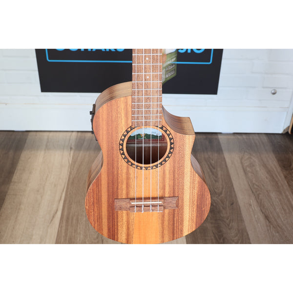 Kala Teak Tri-Top Tenor Ukulele w/ Cutaway & EQ - KA-TK-T-CE