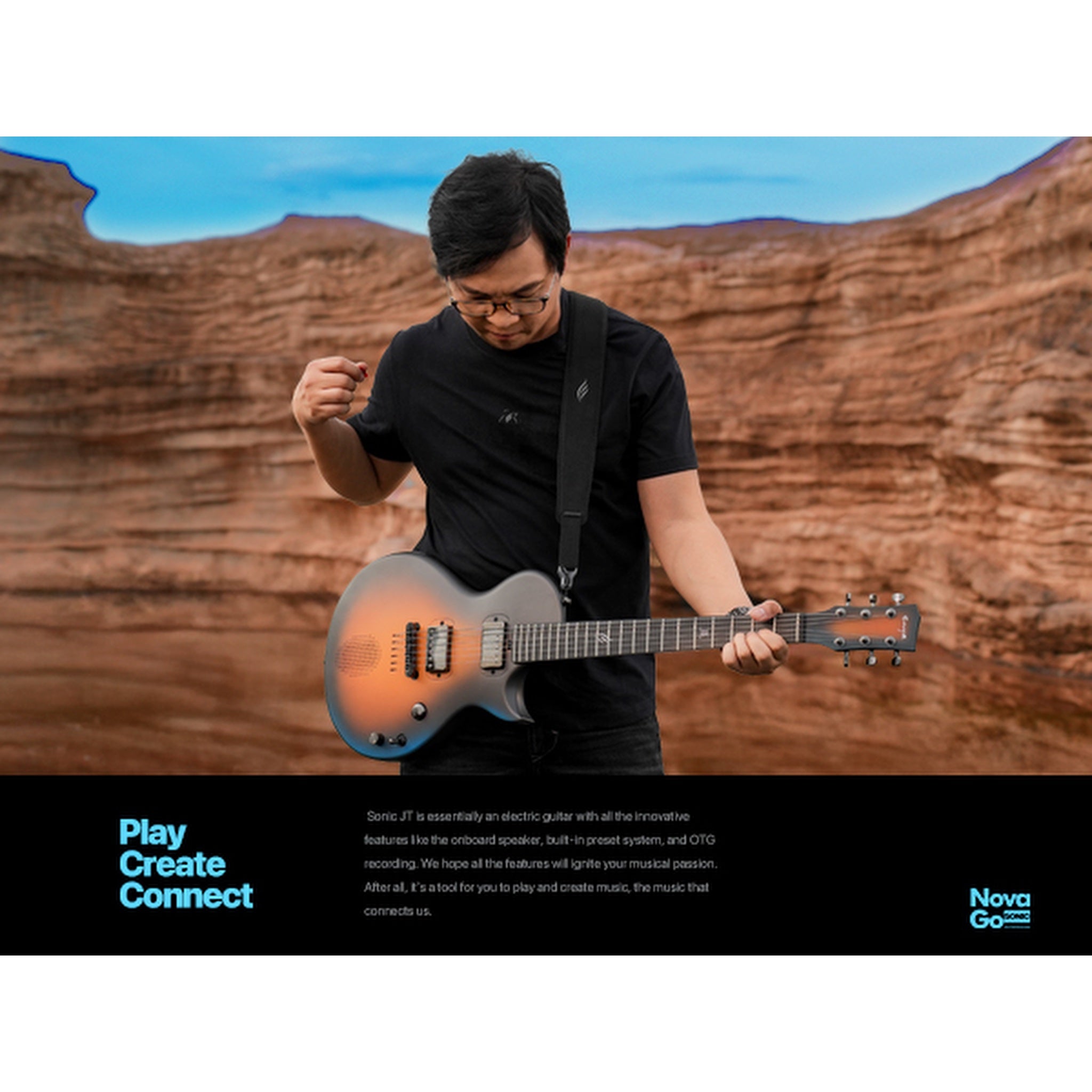 Enya Nova Go Sonic Smart Electric Guitar Sonic JT Tobacco Sunburst lifestyle image