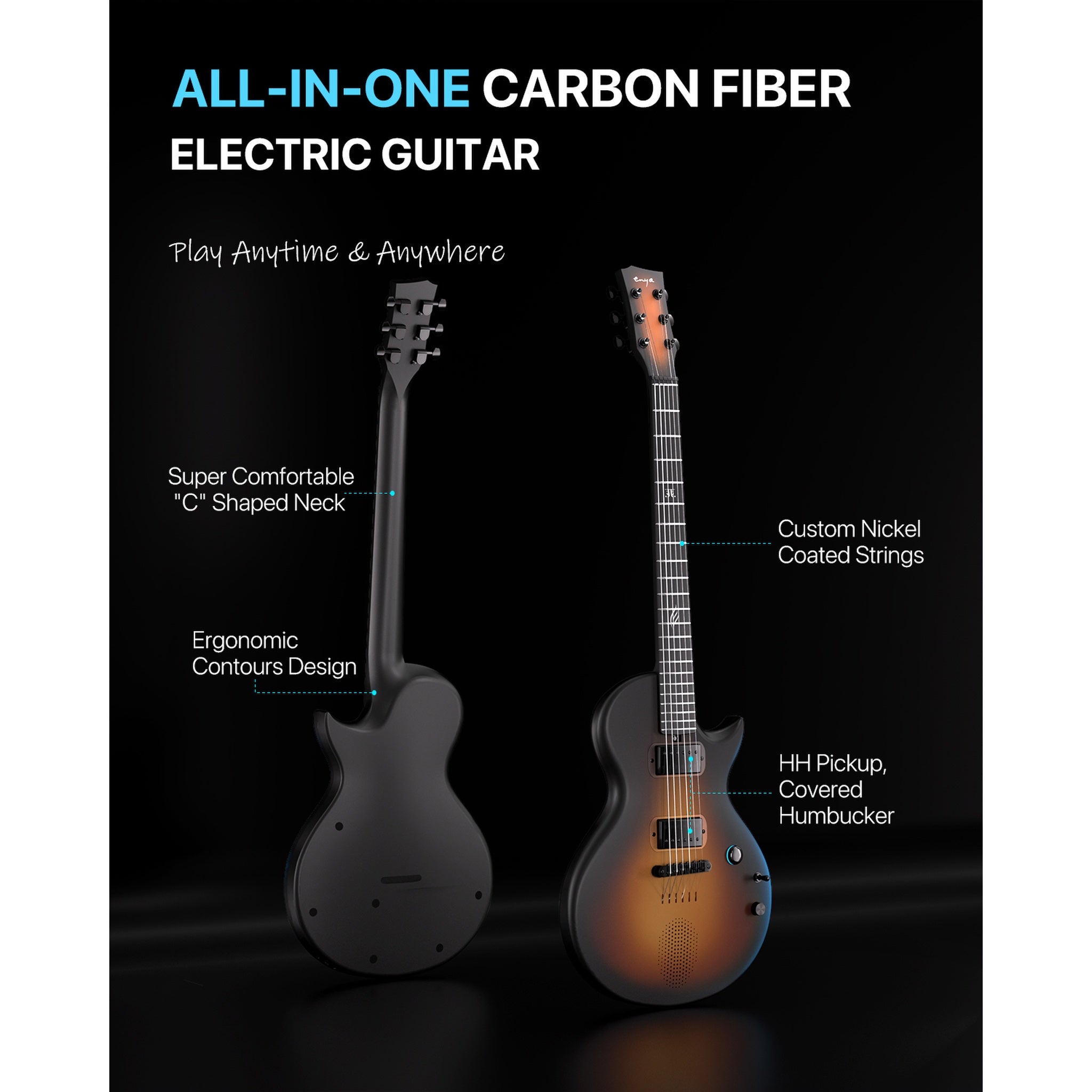 Enya Nova Go Sonic Smart Electric Guitar Sonic JT Tobacco Sunburst lifestyle detail