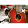 Lâg Tramontane Special Red Burst Dreadnought Cutaway Acoustic-Electric Guitar