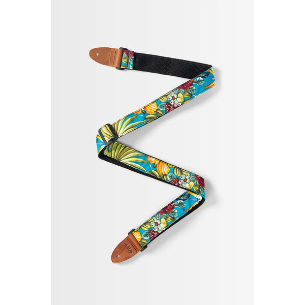 Kala Hibiscus Teal USA Made Ukulele Strap - STP-US-HIBTEAL