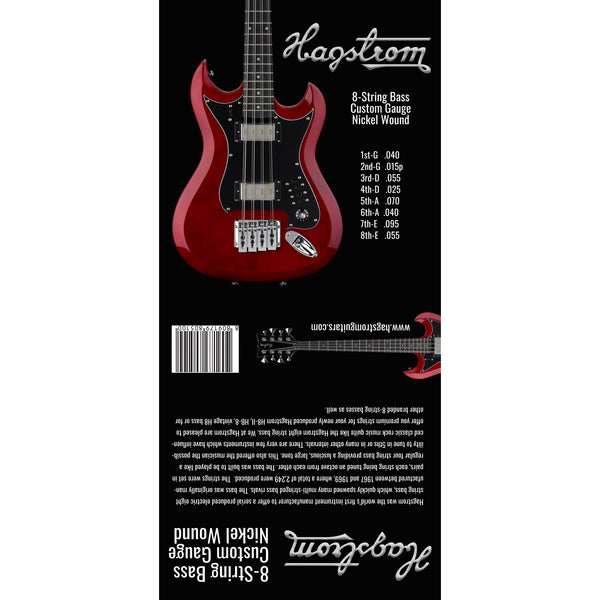 Hagstrom HBS-8 8-String Bass Replacement Strings – Custom Gauge Nickel Wound