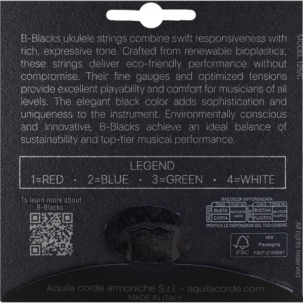 Aquila B-Blacks Tenor Ukulele Strings – Low G