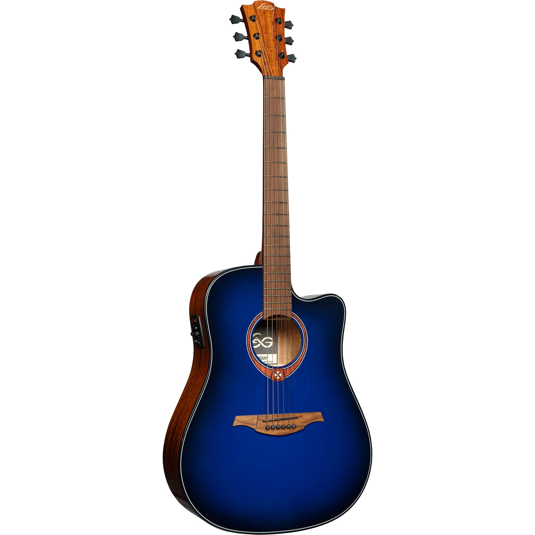 Lâg Tramontane Special Blue Burst Dreadnought Cutaway Acoustic-Electric Guitar