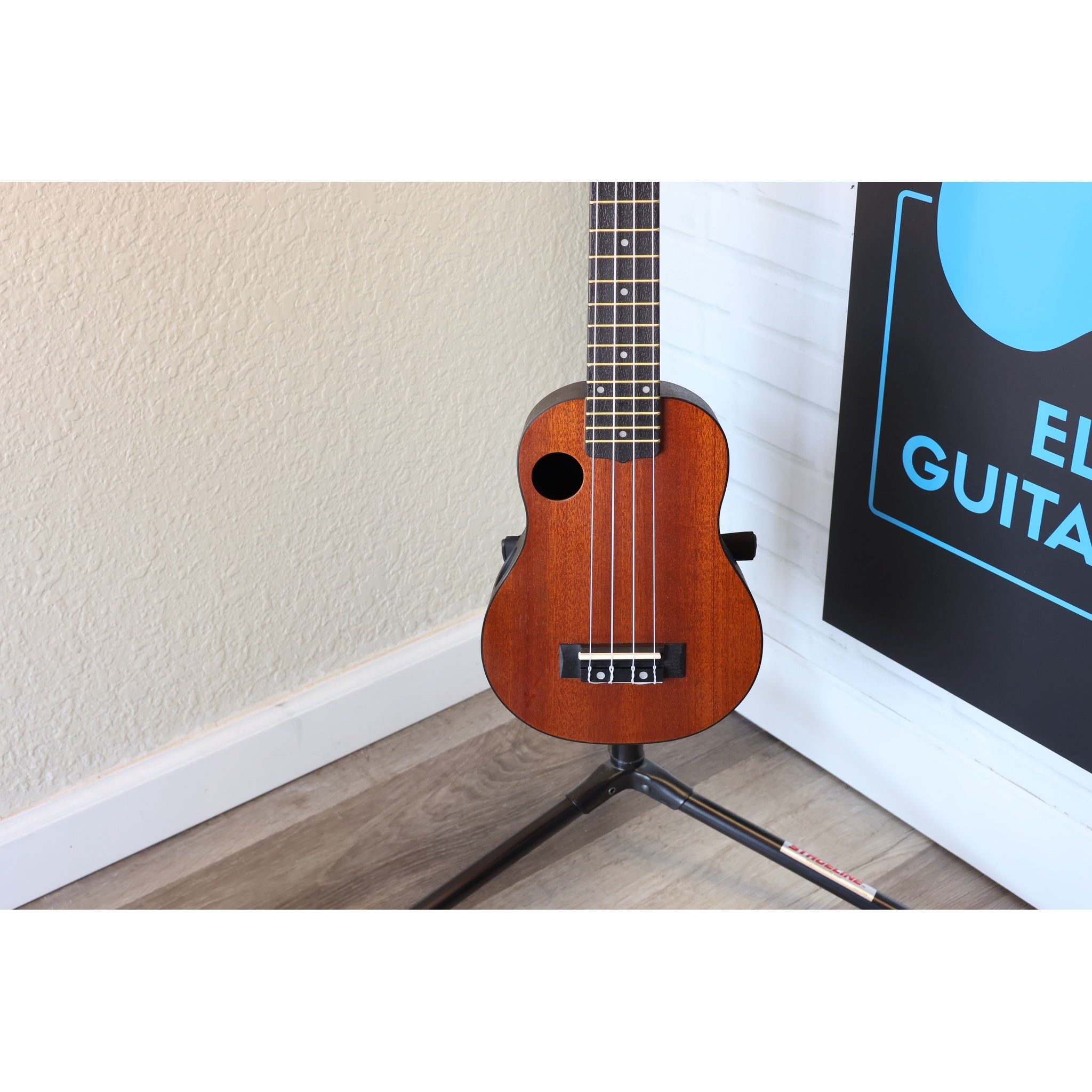 Amahi HCLF220 Soprano Ukulele with Mahogany Top and Black ABS Body - Gig Bag Included