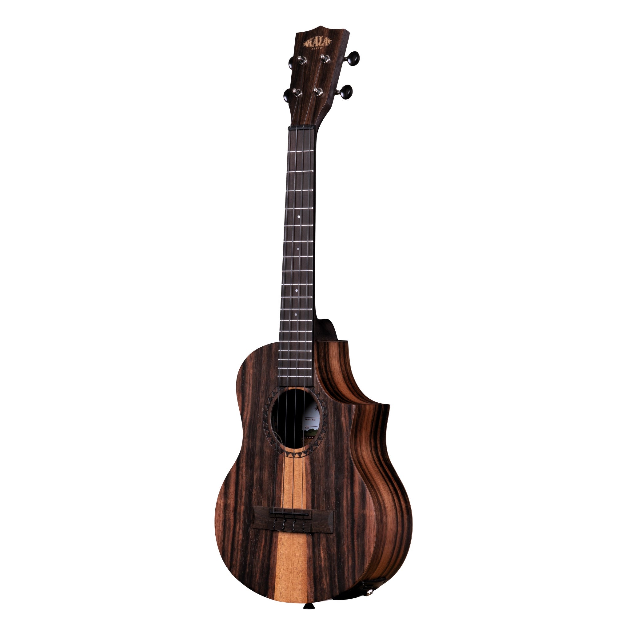 Kala Amara Tri-Top Tenor Ukulele with Cutaway & EQ – KA-AM-T-CE facing left