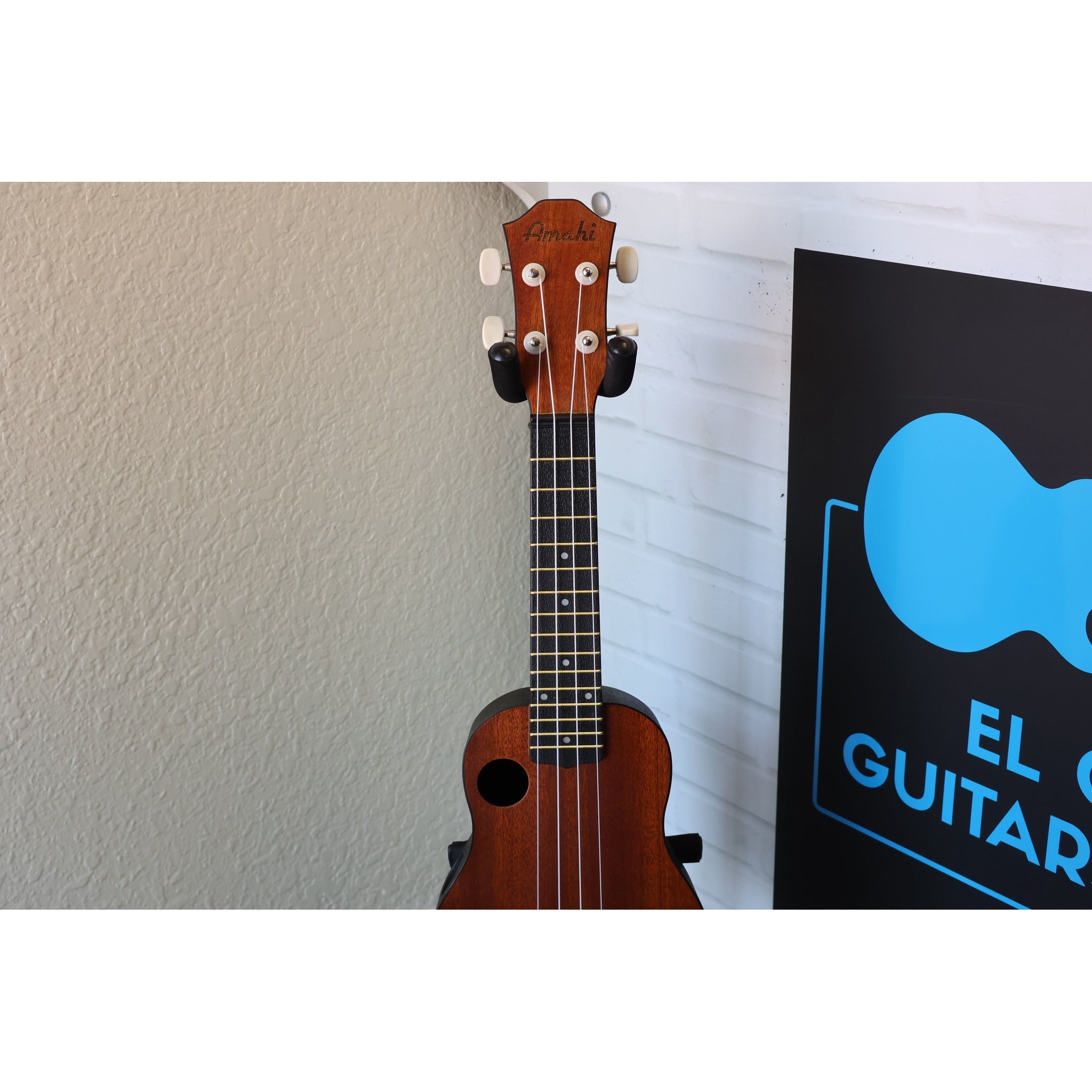 Amahi HCLF220 Soprano Ukulele with Mahogany Top and Black ABS Body - Gig Bag Included