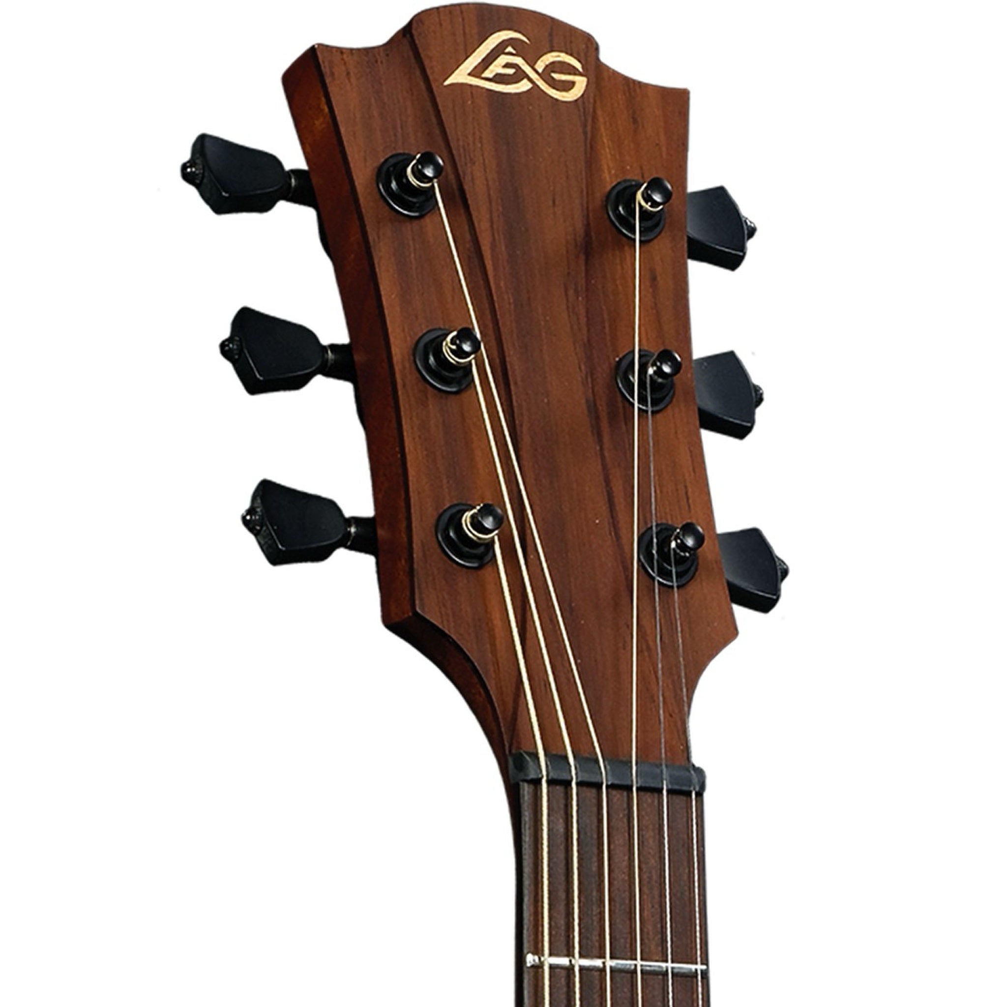 Lâg Tramontane 118 T118D Dreadnought Acoustic Guitar – Natural — front headstock and tuning machine detail