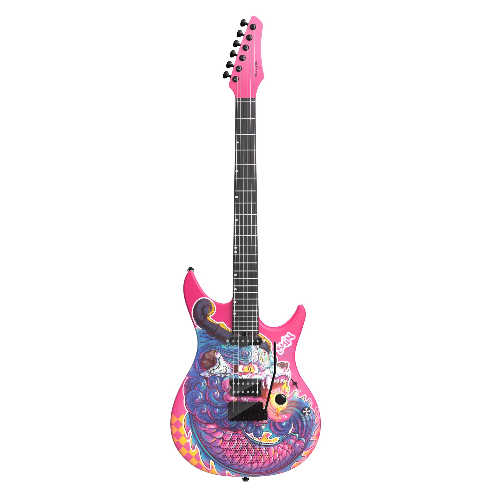 Enya Inspire Dragon Flame Smart Electric Guitar angled view