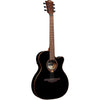 Lâg Tramontane 118 Auditorium Slim Cutaway Acoustic-Electric Guitar – Black — body, bridge and soundhole detail