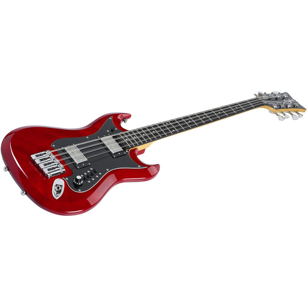 Hagstrom H8-II 8-String Bass Guitar – Wild Cherry Transparent – Hardshell Case Included