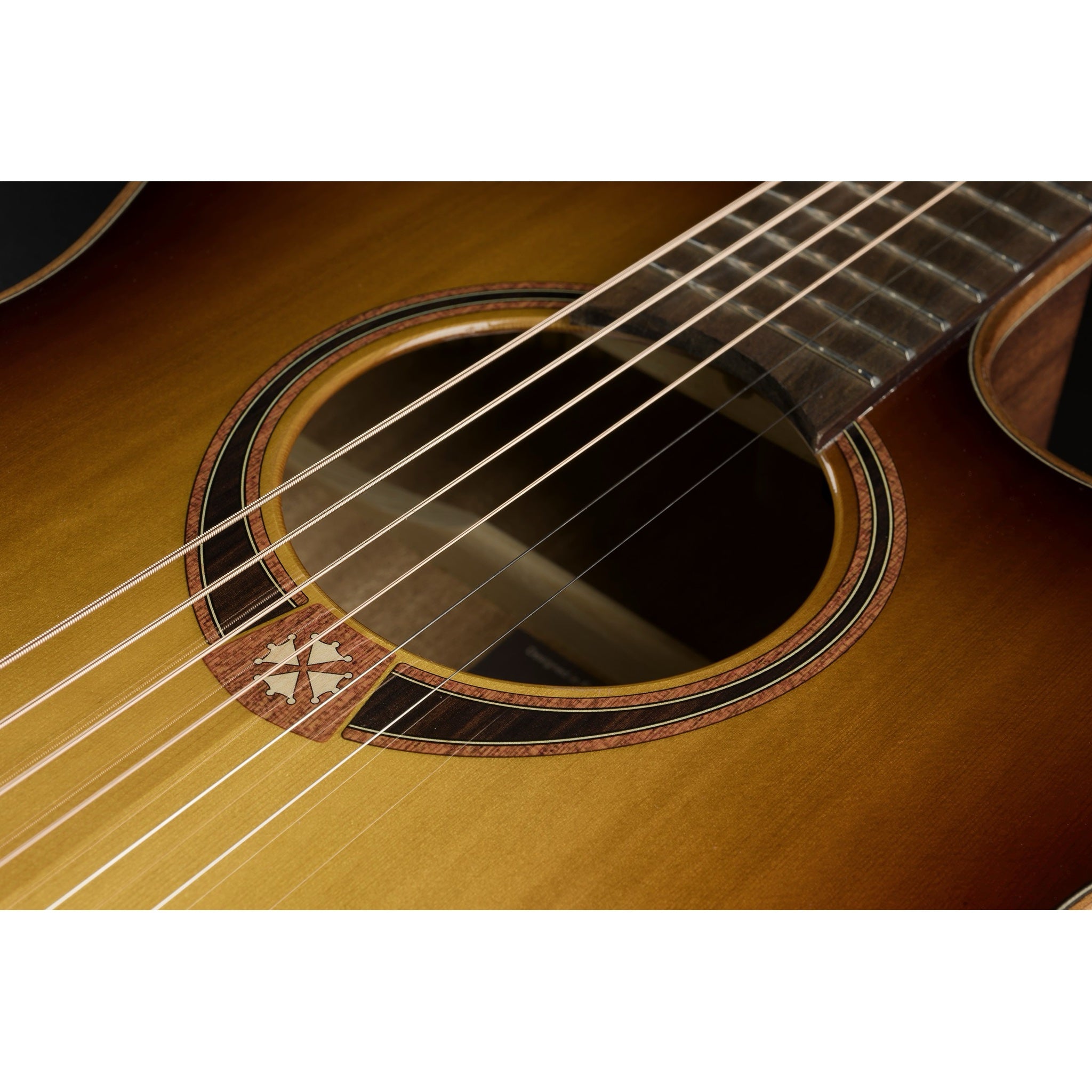Lâg Tramontane 118 Auditorium Slim Cutaway Acoustic-Electric Guitar – Brown Shadow — angled full-instrument view